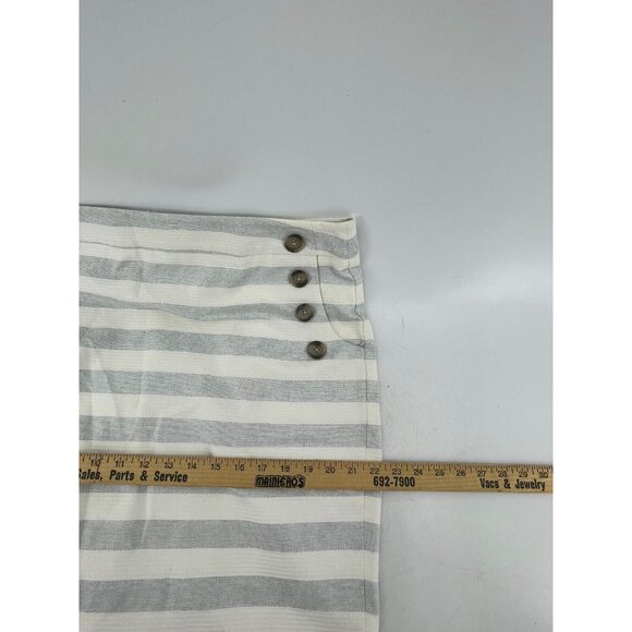 Ann Taylor Loft Women's Gray White Striped Lined Button Front Skirt Size 16 - Picture 11 of 13